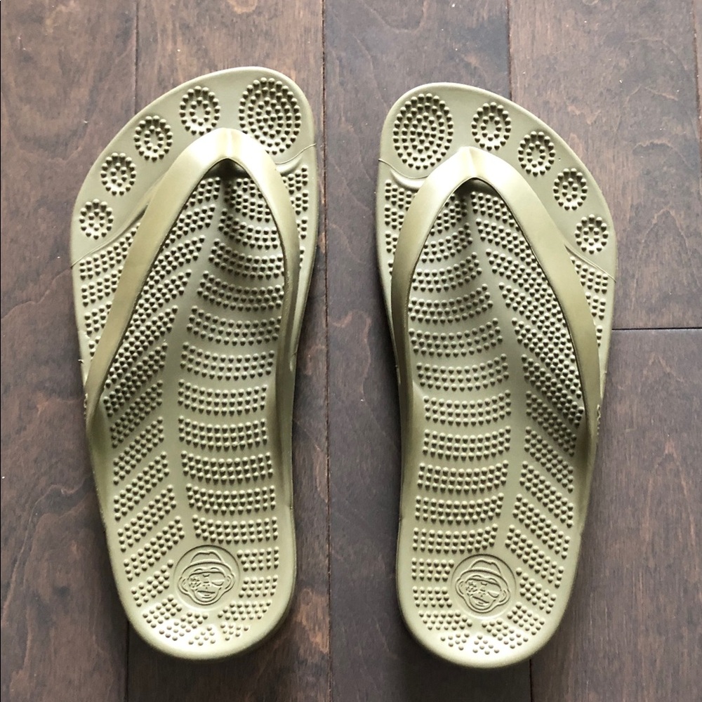 Olive Green Massage-Textured Flip Flops